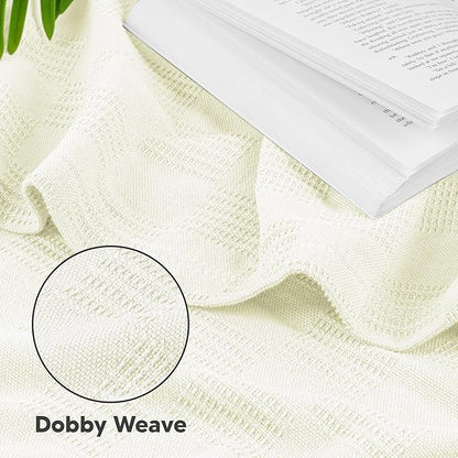 Utopia Bedding Ivory 100% Cotton Blanket [Queen Size - 90x90 Inch] Lightweight, Soft and Breathable Thermal Blanket for All Seasons