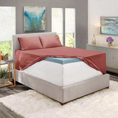 Nestl King Size Sheet Set, 4 Piece Extra Deep Pocket (18-24 inches), Microfiber, Hotel Luxury, Soft, Breathable, Wrinkle-Free, Easy to Care, Pink Clay