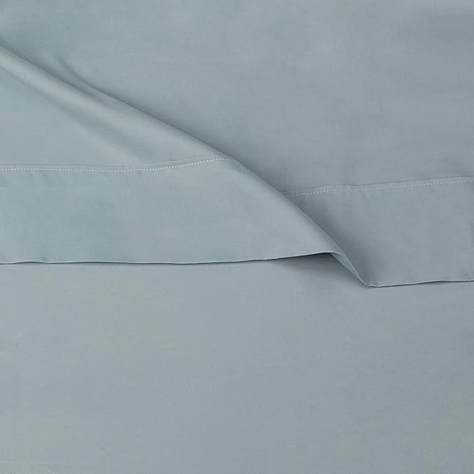 Amazon Basics Lightweight Ultra-Soft, Wrinkle-Free, Breathable Microfiber 4 Piece Bed Sheet Set with 14-Inch Deep Pockets, Full, Spa Blue, Solid