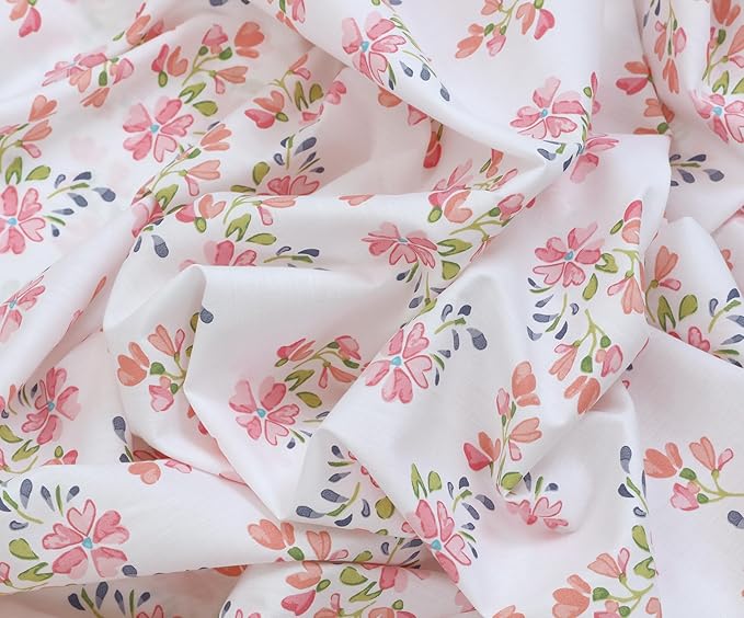 RUVANTI 100% Cotton Sheets – California King Percale Bedding, Cooling & Breathable Floral Design, Durable with a Crisp, Soft & Comfortable Feel, 14" Deep Pocket, 4-Piece Set, Bloomex