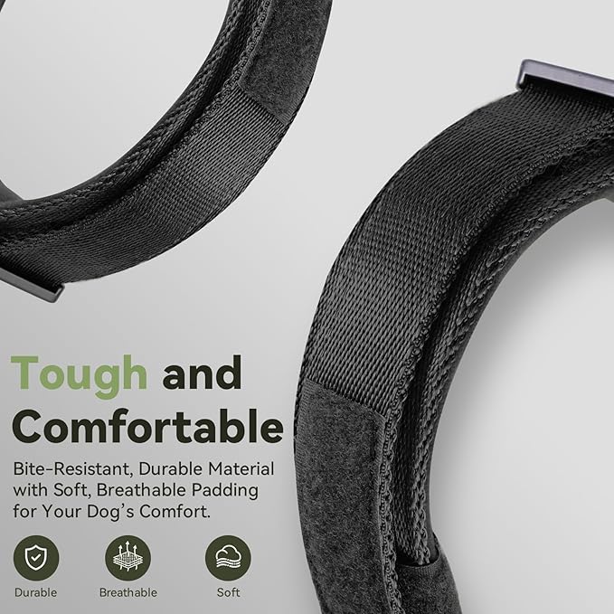 2026 Upgrade Waterproof Tactical AirTag Dog Collar, Built in AirTag Holder | Comfortable Control Handle, Quick Release Metal Buckle, Durable 1000D Nylon, For Medium to Large Dogs, Black, XL