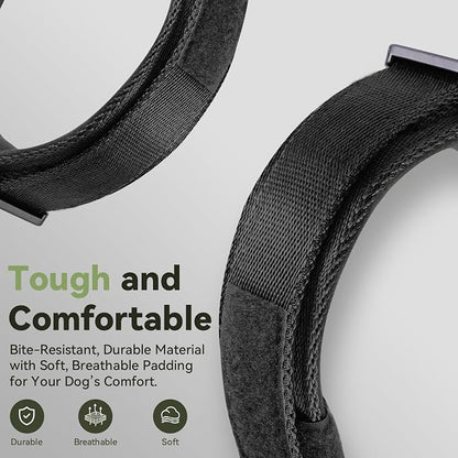 2026 Upgrade Waterproof Tactical AirTag Dog Collar, Built in AirTag Holder | Comfortable Control Handle, Quick Release Metal Buckle, Durable 1000D Nylon, For Medium to Large Dogs, Black, M