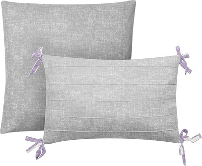 Juicy Couture Cabana Stripe Reversible Bedding Set - Twin/Twin XL Size - Lavender/White Stripe Print - 5 Piece Set - Includes 1 66" x 90" Comforter, 3 Decorative Pillows, 1 Sham