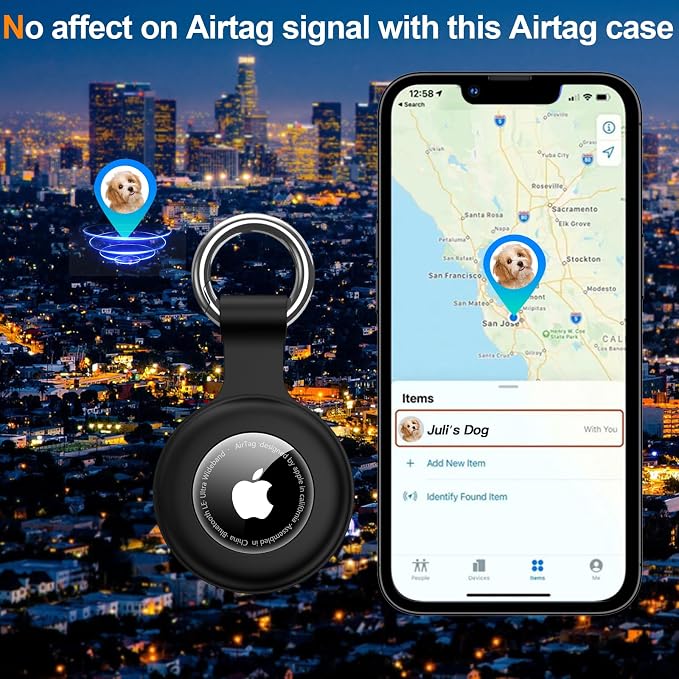 1|2|4Pack for Apple AirTag Holder with Keychain for Air Tag 2nd/1st Gen | Waterproof Air Tag Cover GPS Tracker Anti-Scratch Silicone Air-Tag Case for Pets,Kids,Luggages-Black+Black+Blue+Blue