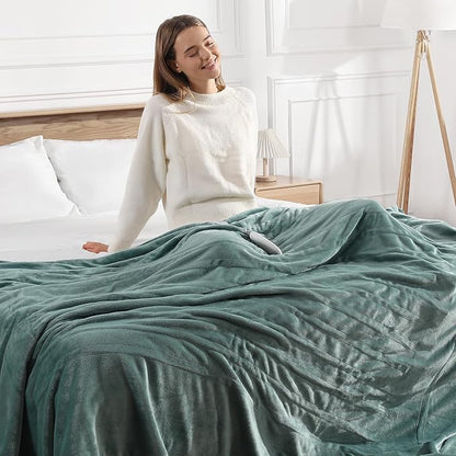 Heated Blanket King Size Electric Blanket 100''X90'' - Fast Heating Blanket Ultra Soft Flannel, Dual Controllers with 5 Heat Levels & 10 Hrs Timer, Machine Washable King Heated Blanket, Green