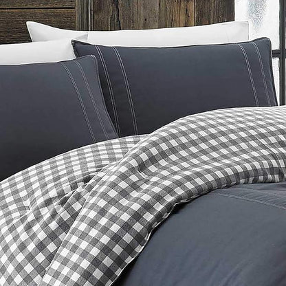 Eddie Bauer - Twin Comforter Set, Reversible Bedding with Matching Sham, Pre-Washed for Added Softness, Medium Weight, Dorm Essentials (Kingston Charcoal)