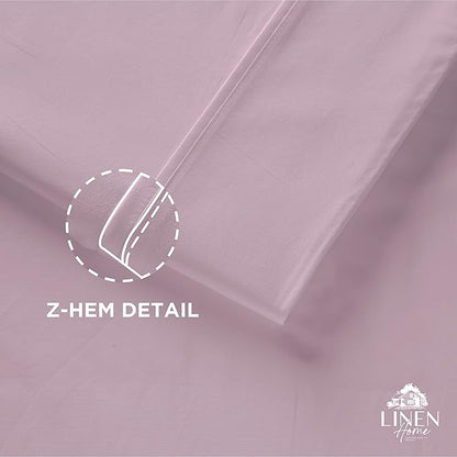 Linen Home 100% Cotton Percale Pillowcases Queen Size, Mauve Lavender, 2 Pieces of Pillow Case, Crisp and Cool Strong Bed Linen, 20 inches X 30 inches