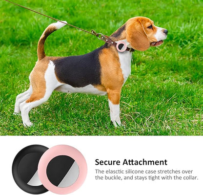 2022 AirTag Cat Collar Holder, Small AirTag Compatible Case, 2Pack Waterproof for 3/8" Collar, Black&Pink