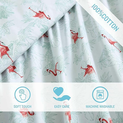 Tommy Bahama - King Size Sheet Set, Crisp & Cool Cotton Percale Bedding with a Smooth Lightweight Feel, 4 Piece Holiday Bed Sheets with Matching Pillowcases (Flamingo Santa Green)
