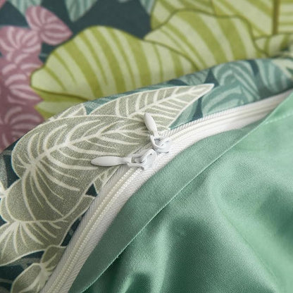 mixinni Tropical Multicolored Leaves Print Duvet Cover 2 Pillowcases Botanical King Size Floral Duvet Cover Set Soft Cotton Bedding Set for Her and Him-Easy Care, Soft and Durable-King Size