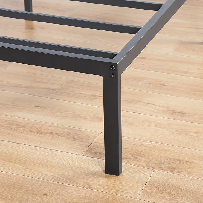 Olee Sleep 18 Inch Heavy Duty Steel Slat Anti-Slip Support, Easy Assembly Platform Bed Frame, Noise Free Steel Mattress Foundation, Maximum Storage, No Box Spring Needed, Black, Twin Size