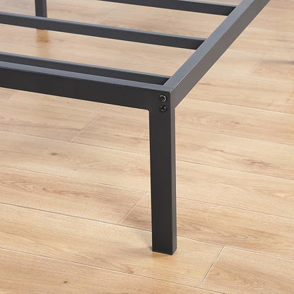 Olee Sleep 18 Inch Heavy Duty Steel Slat Anti-Slip Support, Easy Assembly Platform Bed Frame, Noise Free Steel Mattress Foundation, Maximum Storage, No Box Spring Needed, Black, Twin Size