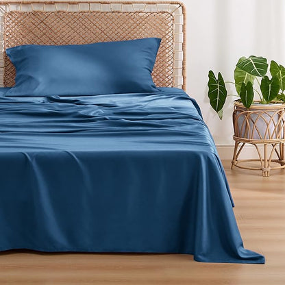 Bedsure Cooling Sheets Twin, Rayon Derived from Bamboo, PureWoven, Breathable & Soft Twin Sheets Set, Deep Pocket Up to 16 Inches, Hotel Luxury Silky Bedding for Hot Sleepers, Teal