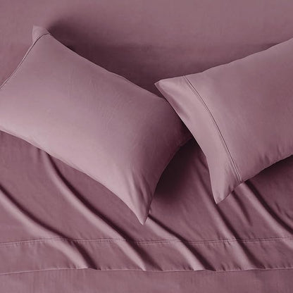 Amazon Basics Lightweight Microfiber 4-Piece Bed Sheet Set, Full, Rose, Solid