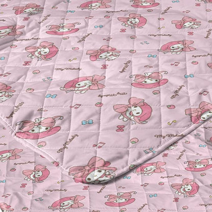 Northwest Sanrio My Melody Stripes Quilted Throw, Kawaii Comfy Reversible Throw, Gift for Anime Fans, Soft & Cozy for Chair or Couch, 60 x 80 inches