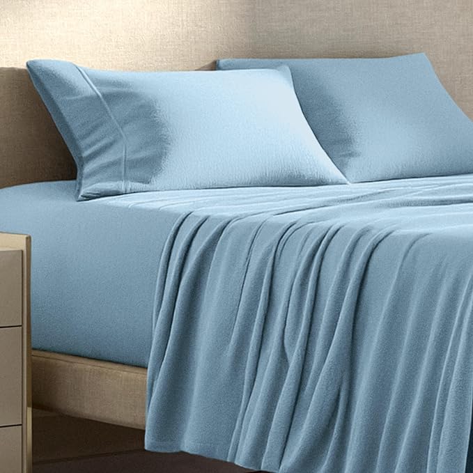 Bare Home Super Soft Fleece Sheet Set - Queen Size - Extra Plush Polar Fleece, No-Pilling Bed Sheets - All Season Cozy Warmth (Queen, Light Blue)