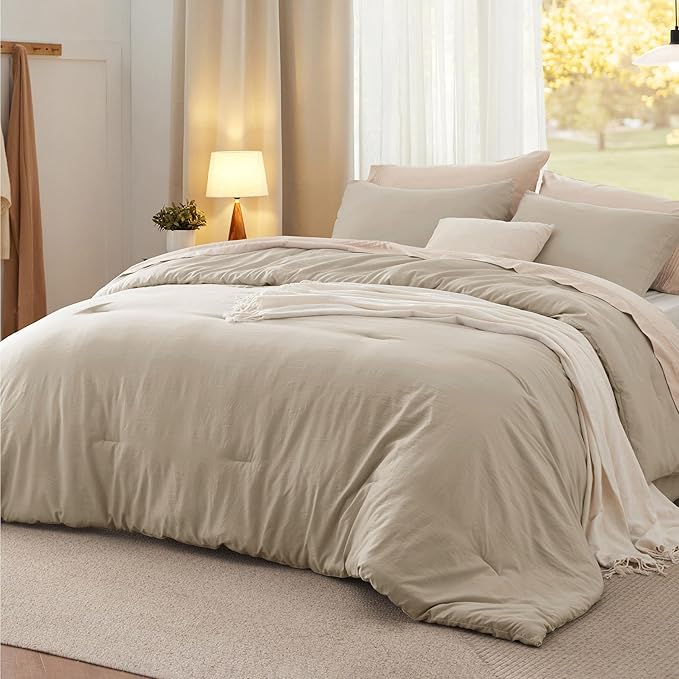Bedsure California King Comforter Set, Sand Soft Prewashed Bedding for All Seasons, 3 Pieces GentleSoft™ Bed Set, 1 Lightweight Comforter (104"x96") and 2 Pillowcases (20"x36")