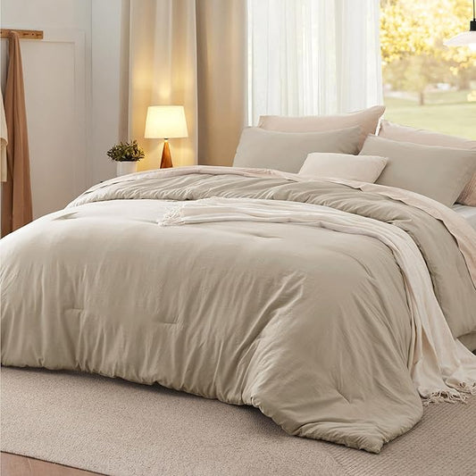 Bedsure California King Comforter Set, Sand Soft Prewashed Bedding for All Seasons, 3 Pieces GentleSoft™ Bed Set, 1 Lightweight Comforter (104"x96") and 2 Pillowcases (20"x36")