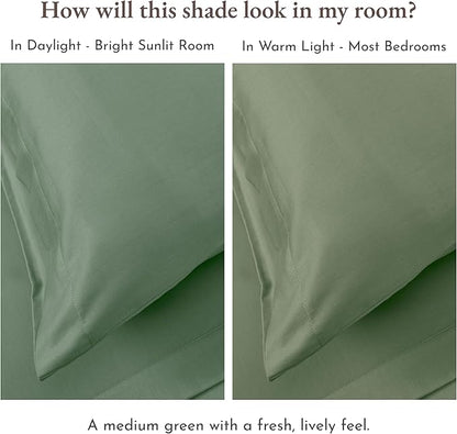 California Design Den Full Size Sheets Set - Natural 100% Cotton Sheets Full Size Bed with Deep Pockets, Soft Sateen Weave, Durable Bedding Set (Sage Green - Dark)