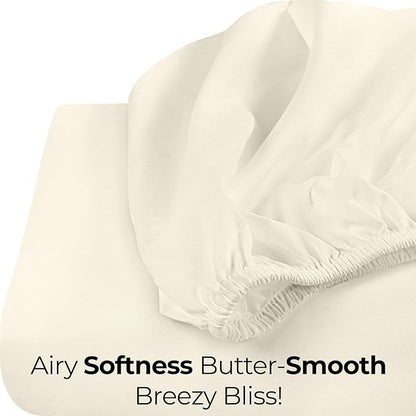 Utopia Bedding Queen Fitted Sheet - Bottom Sheet - Deep Pocket - Soft Microfiber - Shrinkage and Fade Resistant - Easy Care -1 Fitted Sheet Only (Ivory)