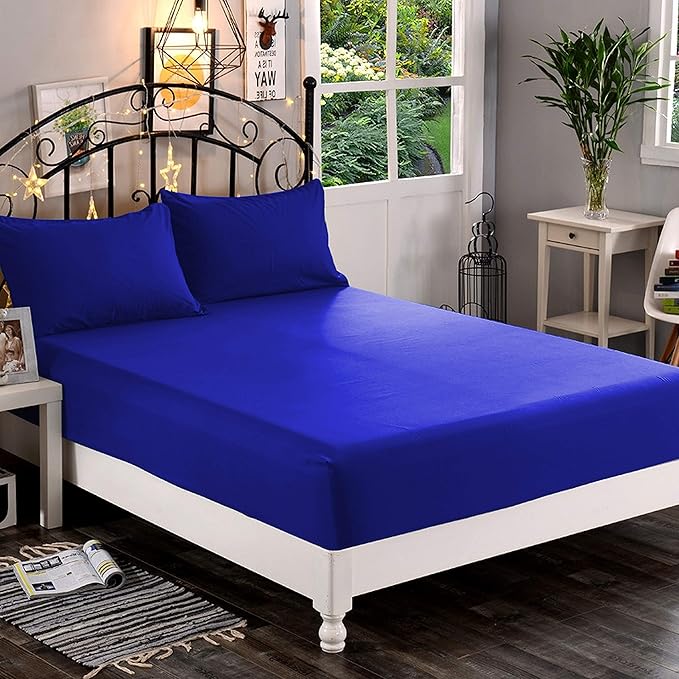 Elegant Comfort 1500 Premium Hotel Quality 1-Piece Fitted Sheet, Softest Quality Microfiber - Deep Pocket up to 16 inch, Wrinkle and Fade Resistant, California King, Royal Blue