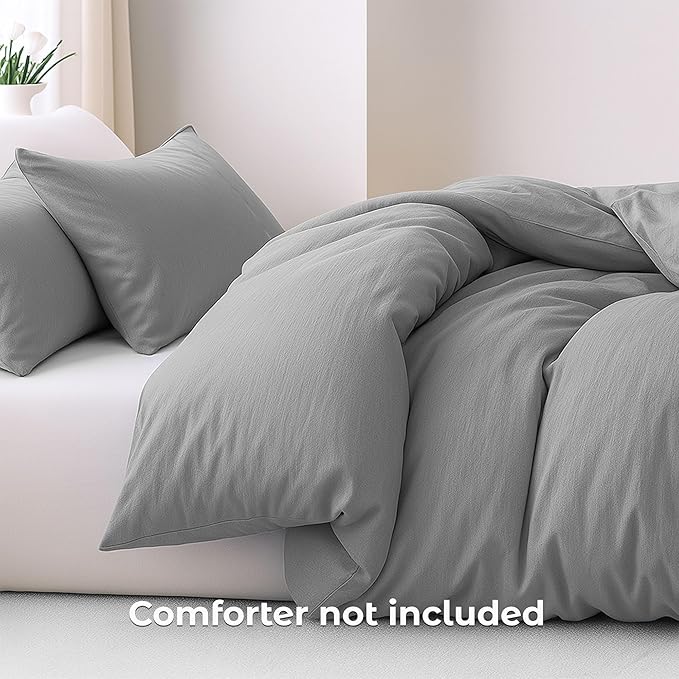 Pure Bedding Duvet Cover Twin/Twin XL Size - 2 Pieces Extra Soft Bedding Set, Includes 1 Twin Duvet Cover 68x90 Inches with Zipper Closure & 1 Pillow Sham, Comforter Not Included, Light Grey
