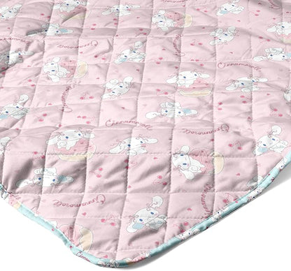 Northwest Sanrio Cinnamoroll Reversible Quilted Throw, Kawaii Cherry Cupcake Pattern, for Anime Fans, Game Room, Chair or Couch, 60 x 80 Inches
