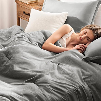 King Comforter Set Grey,3PCS Soft Lightweight Breathable Bedding Comforter Sets for All Season, King Size(104''×90'' Comforter & 2 Pillowcases)