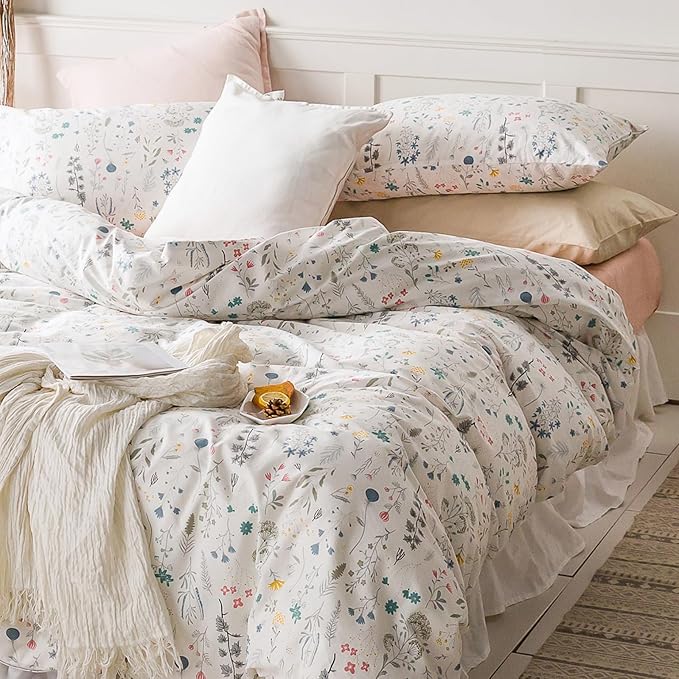 HighBuy Vintage Style Twin XL Comforter Set Vibrant Floral Comforter Set Twin XL Soft for Kids Girl Cute Cottagecore Botanical Flower Bedding Comforter Fluffy Bedding Sets 3 Piece Comforter Set