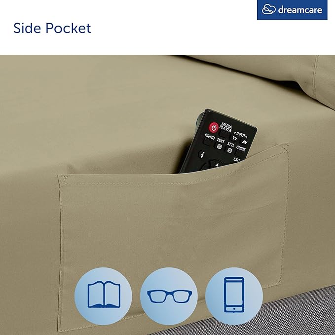 DREAMCARE King Size Sheets Set – 6 pcs Cooling Bed Sheets – up to 15” Deep Pocket King Sheet Set – 2500 Supreme Collection- Extra Soft 100% Brushed Microfiber Hotel Luxury with Side Pocket, Eucalyptus