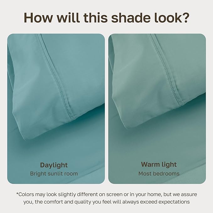 California Design Den Full Size Bed Sheets Set - Soft 400 Thread Count Sateen, Natural 100% Cotton Sheets with Deep Pockets, Breathable, and Durable Bedding Set - Teal