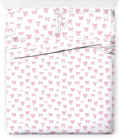 Jay Franco Kids Comforter Set Includes Sheets and Pillow Covers - Soft and Cozy Bed Set for Stylish Room Decor, Pink, Cowgirl Boots & Bows 7 Piece Queen Size Bedding