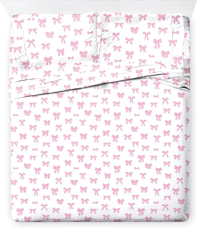 Jay Franco Kids Comforter Set Includes Sheets and Pillow Covers - Soft and Cozy Bed Set for Stylish Room Decor, Pink, Cowgirl Boots & Bows 7 Piece Full Size Bedding