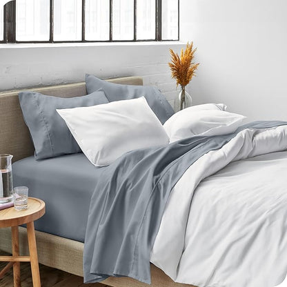 Bare Home Twin Sheet Set - 1800 Ultra-Soft Microfiber Twin Bed Sheets - Double Brushed - Deep Pockets - Easy Fit - 3 Piece Set - Bedding Sheets & Pillowcases (Twin, Steel Blue)