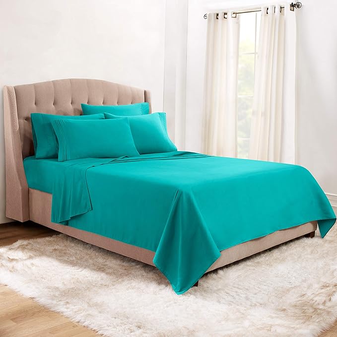 Clara Clark Queen Sheets, 6 Piece Set - Hotel Luxury Sheets for Queen Size Bed, Super Soft Bedding Set, Teal