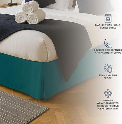 Utopia Bedding Full Bed Skirt - Soft Quadruple Pleated Ruffle - Easy Fit with 16 Inch Tailored Drop - Hotel Quality, Shrinkage and Fade Resistant (Full, Teal)