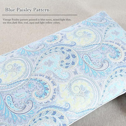 WINLIFE 100% Cotton Pillow Cases Standard Size, 20 by 26 inches Standard Pillowcases Set of 2, Soft and Breathable Envelope Closure 2-Piece Pillow Case, Blue Paisley