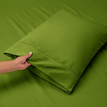 Nestl Twin XL Size Sheet Set, 4 Piece Extra Deep Pocket (18-24 inches), Microfiber, Hotel Luxury, Soft, Breathable, Wrinkle-Free, Easy to Care, Calla Green