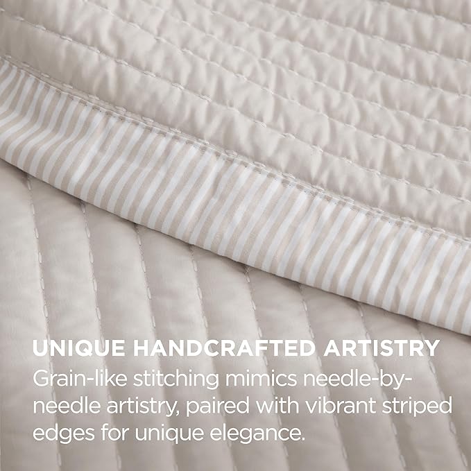 Bedsure Quilts Twin Size - Twin Quilt Bedding Set Bedspread Coverlet Comforter, Lightweight Corduroy Pattern Bedspread, 2-Piece Set with 68"x86" Coverlet & 1 Pillow Sham, All-Season Soft Microfiber