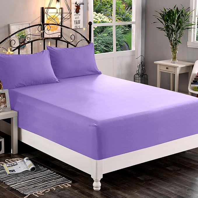 Elegant Comfort 1500 Premium Quality Fitted Sheet Ultra Soft 18-24 Inch Extra Deep Pocket - Single Fitted Sheet for High Mattress - Wrinkle Free with Smart Storage Pockets, Full, Lavender