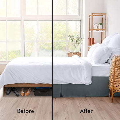 Utopia Bedding Full Bed Skirt - Soft Quadruple Pleated Ruffle - Easy Fit with 16 Inch Tailored Drop - Hotel Quality, Shrinkage and Fade Resistant (Full, Grey)