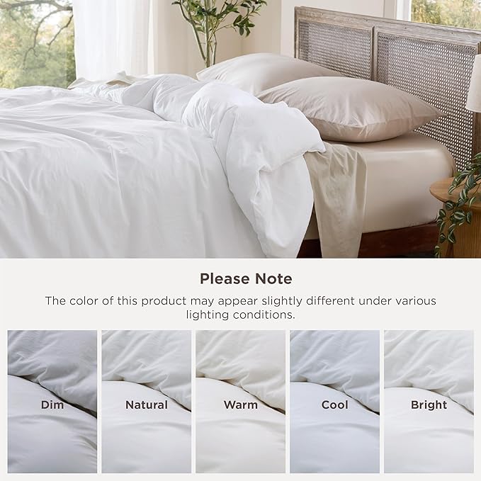 Bedsure Duvet Cover Full Size Only - Prewashed Cotton-Like Polyester Extra Soft All Season Bedding, Includes 1 Duvet Cover 80x90 Inches with Zipper Closure, White, Comforter Not Included