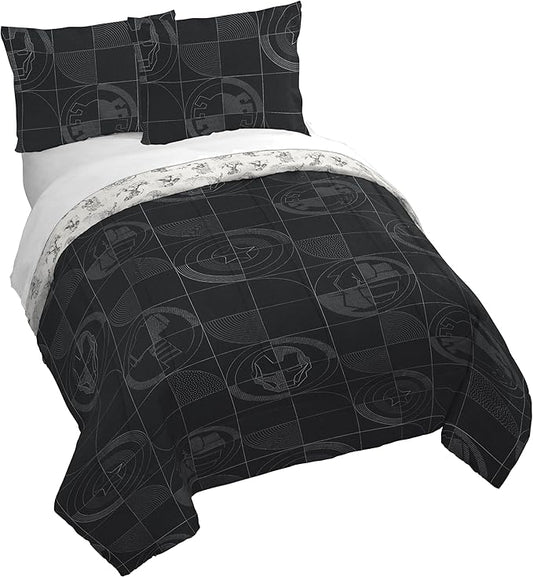 Jay Franco Kids Duvet Cover Set with Sham & Pillowcase – Ultra-Soft Bedding for Room Decor, Cover ONLY Comforter NOT Included, Black - Marvel Comics, 3 Piece Queen