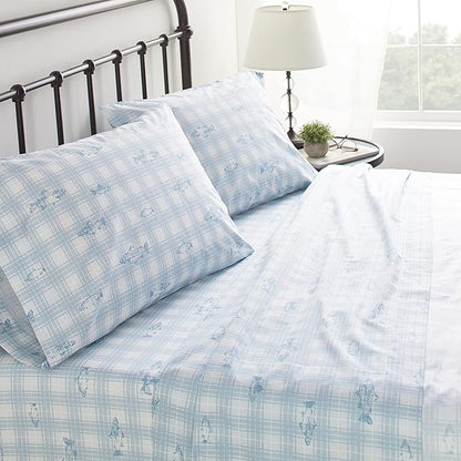 Eddie Bauer - Queen Sheets, Cotton Percale Bedding Set, Crisp & Cool Home Decor (Methow Plaid Blue, Queen)
