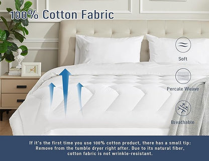 Pillow Cases, King Size Cotton Percale Weave Pillowcases, Pre-Shrunk Breathable and Hypoallergenic Pillowcases, Set of 2 (2 Piece King 20 Inch x 40 Inch, White)