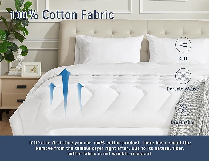 Pillow Cases, Standard Queen Size Cotton Percale Weave Pillowcases, Pre-Shrunk Breathable and Hypoallergenic Pillowcases, Set of 2 (2 Piece Standard/Queen 20 Inch x 30 Inch, White)