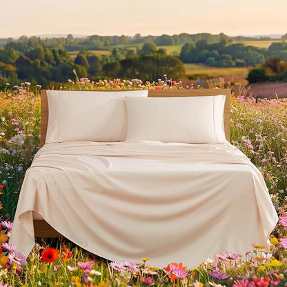 UGG Hedi Full Sheet Set 4-Piece Luxury Cooling Sheets Deep Pockets Premium Bedding with 2 Pillow Shams Hypoallergenic Machine Washable Soft Lightweight Bed Set for Bedroom, Full, Shell Pink