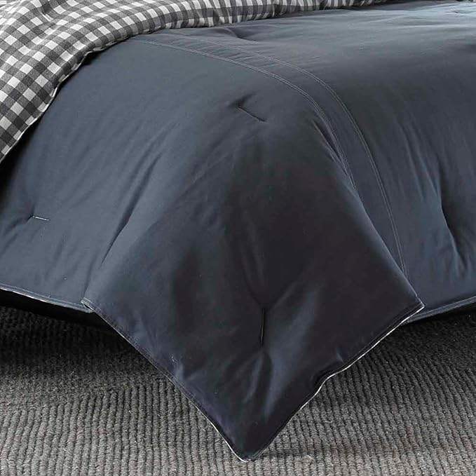 Eddie Bauer - Twin Comforter Set, Reversible Bedding with Matching Sham, Pre-Washed for Added Softness, Medium Weight, Dorm Essentials (Kingston Charcoal)
