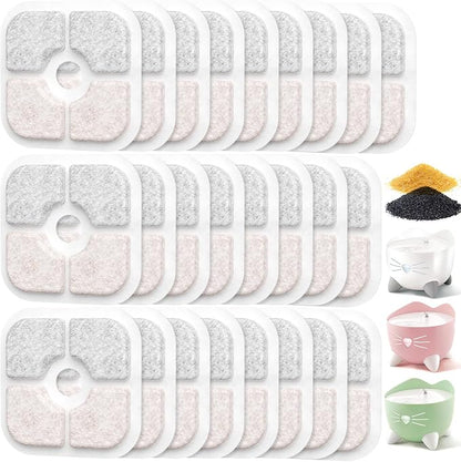 25 Pack Cat Fountain Filter Compatible With Catit PIXI Drinking Fountain | Replacement Triple Action Water Filter with Ion-exchange Resin & Activated Carbon, White