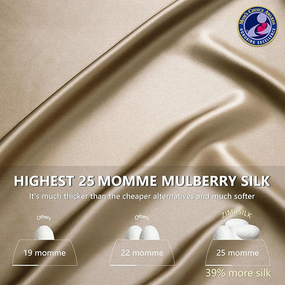ZIMASILK 25 Momme 100% Pure Mulberry Silk Pillowcase for Hair and Skin Care, Highest Grade 6A Pillow Cases for Women, Long-Lasting Durablity, Gift for Women Men, 1Pc (King 20"x36", Taupe)